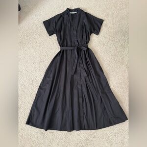 Zara Black Pleated Midi Dress